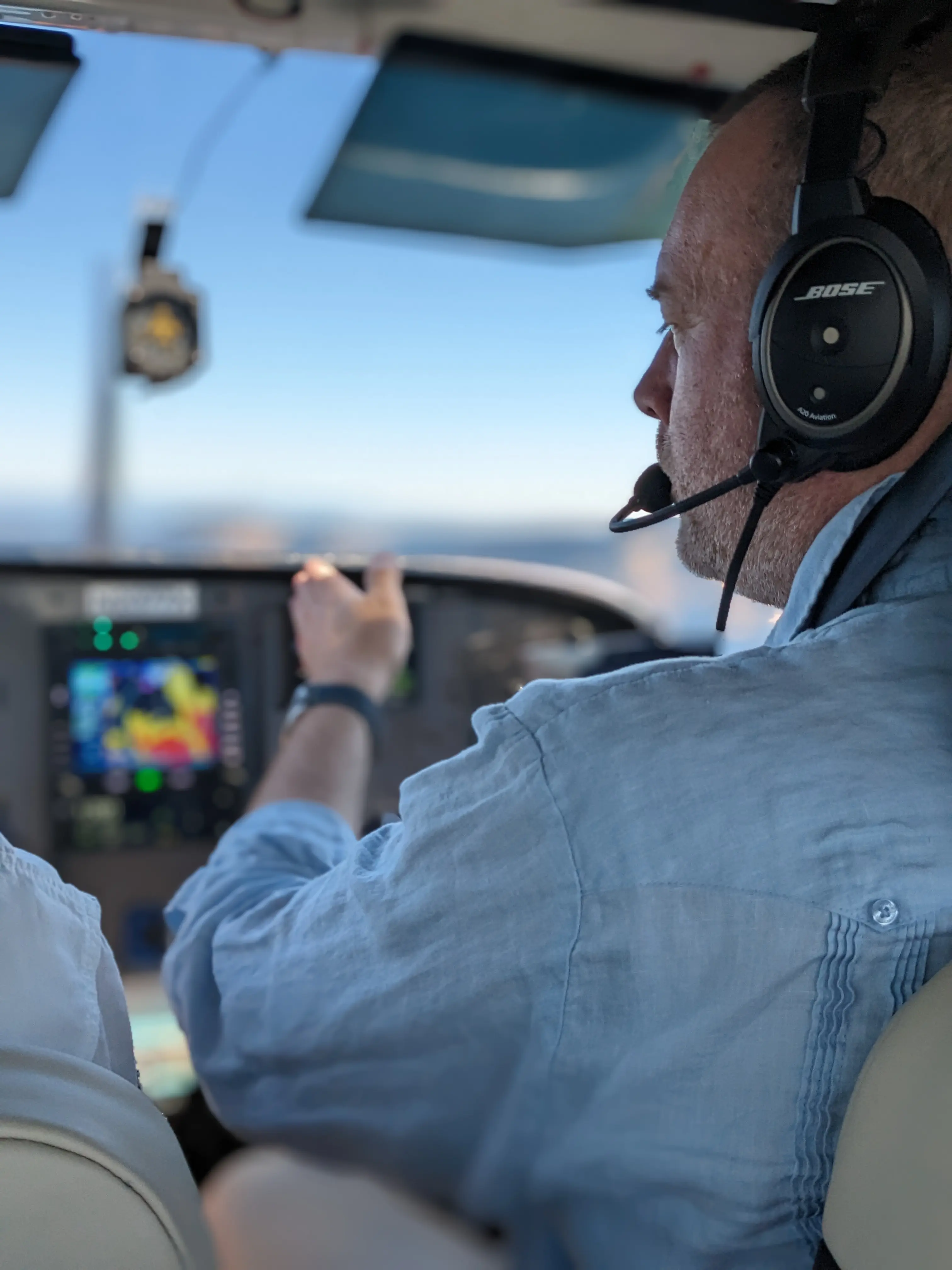 GWA instructor Tor Bieker in the cockpit of his Cessna 182